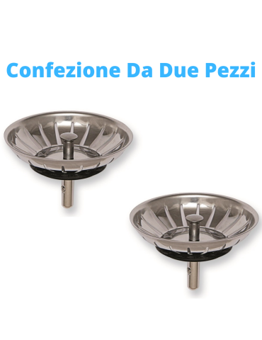 Bouchon d'évier Inox Basket avec grille de 82 mm Pack de deux pièces