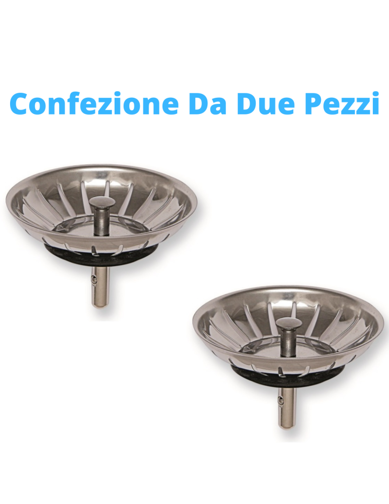 Bouchon d'évier Inox Basket avec grille de 82 mm Pack de deux pièces