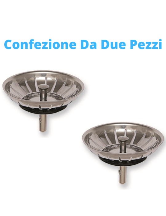 Bouchon d'évier Inox Basket avec grille de 82 mm Pack de deux pièces