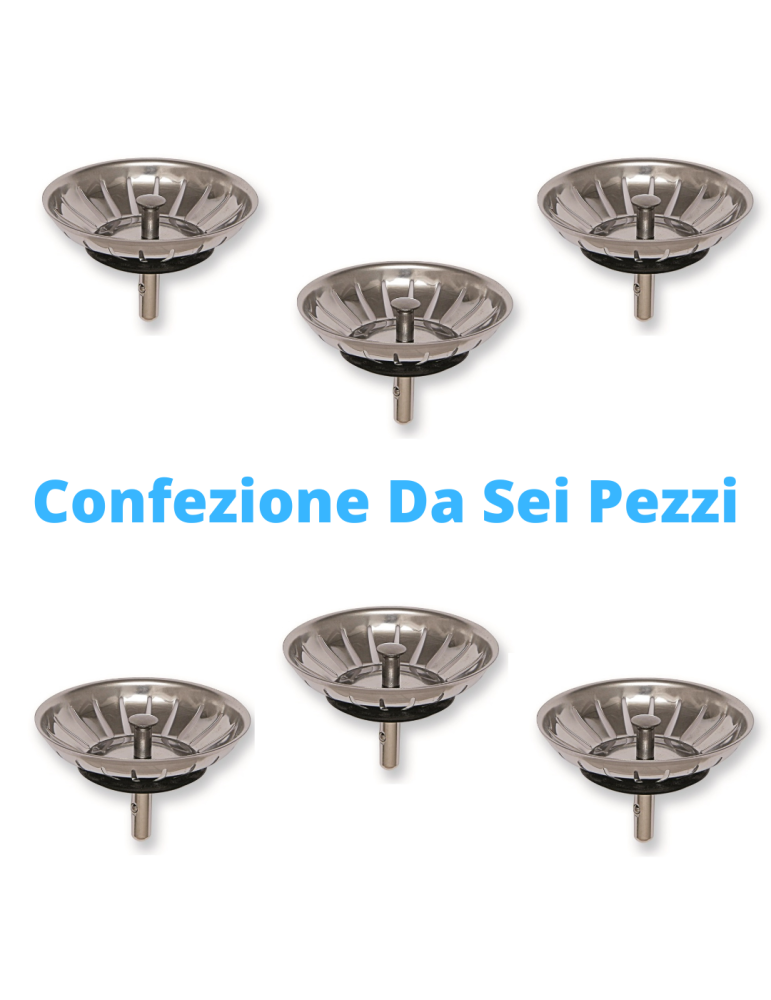 Bouchon de lavabo en inox avec grille de 82 mm, lot de 6 pièces