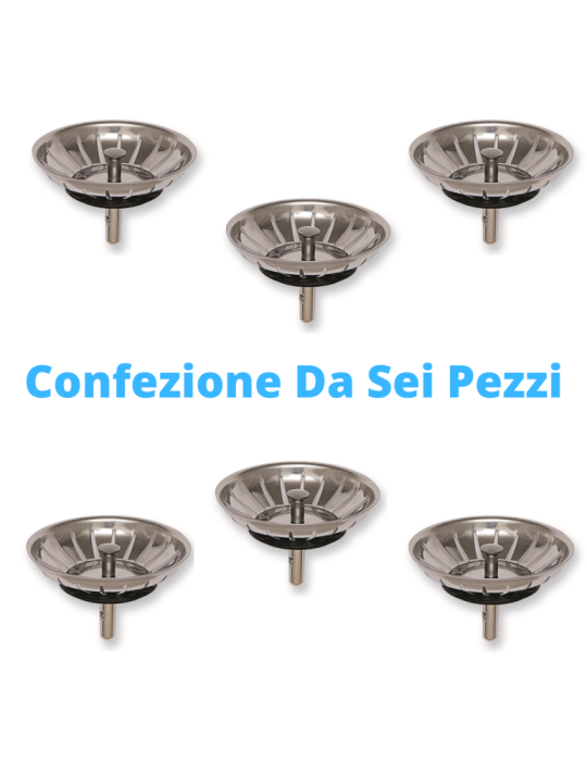 Bouchon de lavabo en inox avec grille de 82 mm, lot de 6 pièces