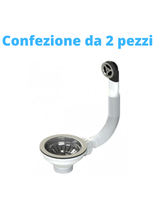 Bonomini Panier de vidange en PVC blanc pour éviers avec trop-plein rond - 1"1/2 x Diam. 90 Paquet de deux pièces