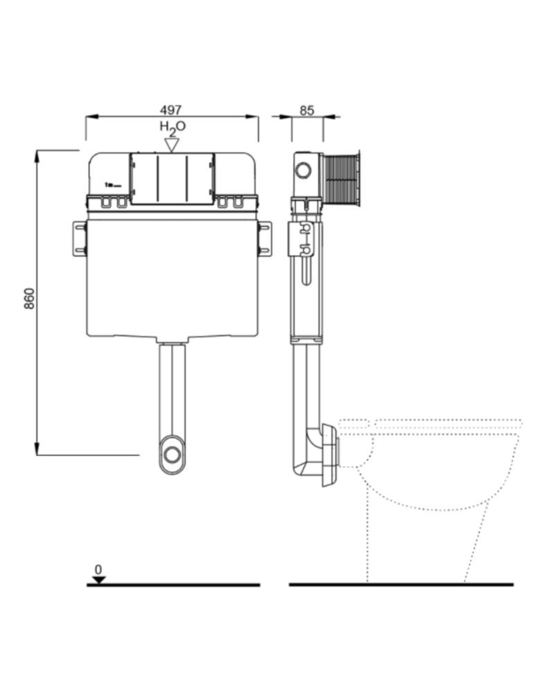 Schwab Boîte encastrée pour WC Double Décharge Mod. UP 199