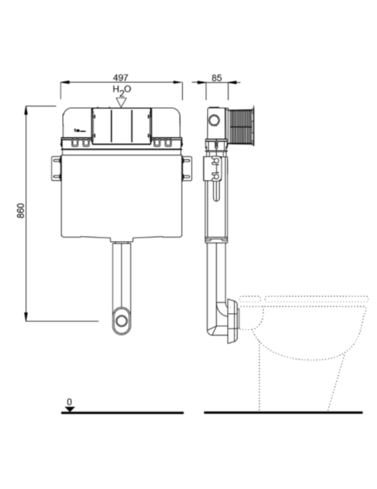 Schwab Boîte encastrée pour WC Double Décharge Mod. UP 199