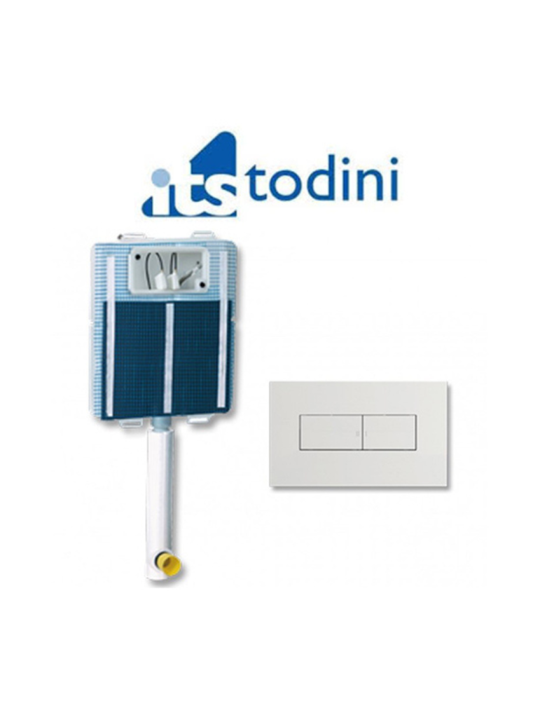 Boîte de chasse d'eau WC ITS Todini Idea Encastrée 20.00/C + Plaque Idea Blanc