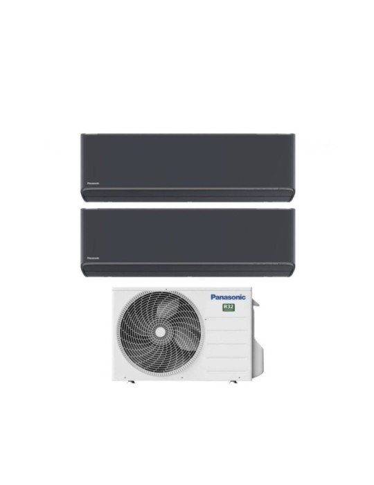 Panasonic Climatizzatore Dual Split Etherea Dark 12+12 Con CU-2Z50TBE Inverter R-32 Wi-Fi Classe A+++