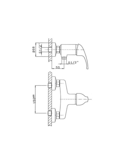 Monocomando Miscelatore Monoforo Gs Rubinetterie Doccia esterno a parete serie  Ecoline Dati tecnici