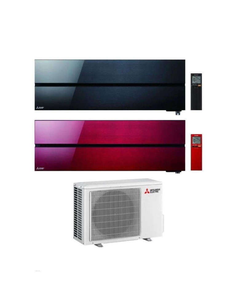 Mitsubishi Climatizzatore Dual Split Kirigamine MSZ-LN Nero+Rosso 12+12 con MXZ-2F53VF4 Inverter R-32 Wi-Fi Classe A++
