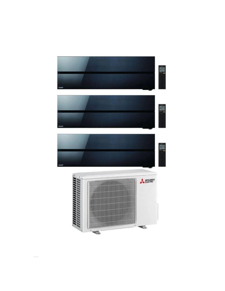 Mitsubishi Climatizzatore Trial Split Kirigamine MSZ-LN Nero 12+12+18 con MXZ-3F68VF3 Inverter R-32 Wi-Fi Classe A++