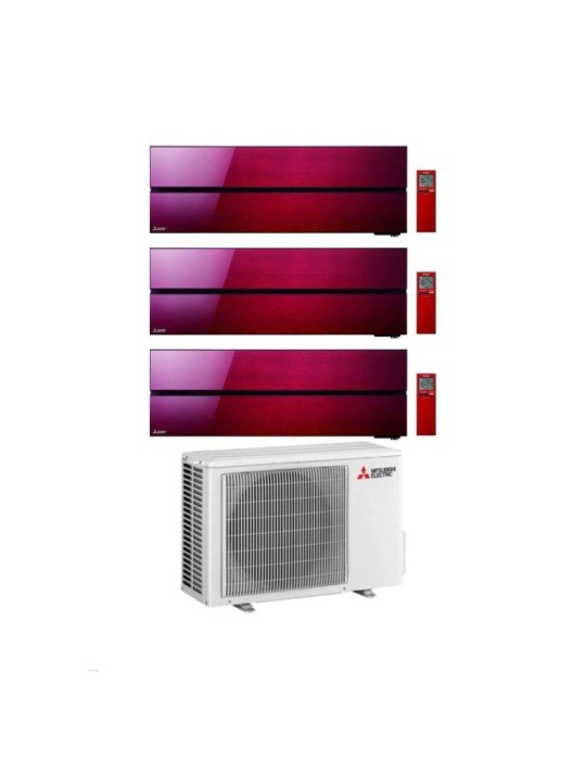 Mitsubishi Climatizzatore Trial Split Kirigamine MSZ-LN Rosso 9+9+18 con MXZ-3F54VF3 Inverter R-32 Wi-Fi Classe A+++