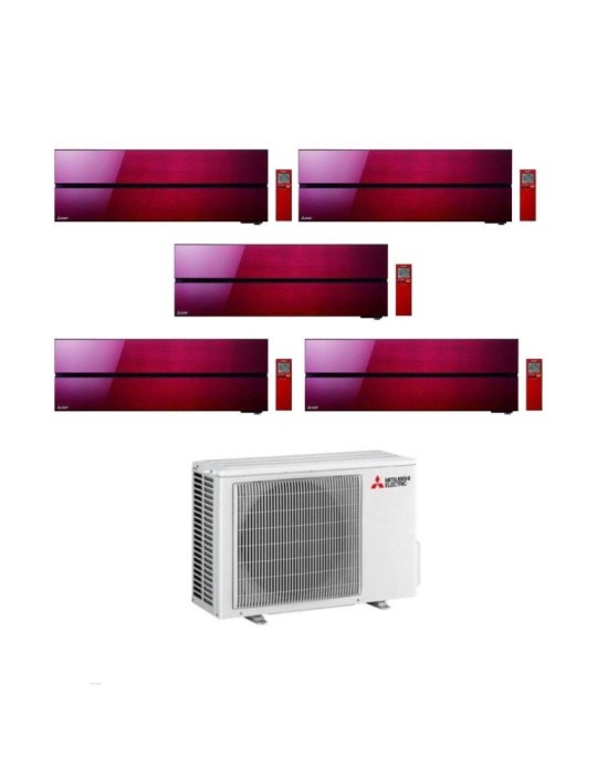 Mitsubishi Climatizzatore Penta Split Kirigamine MSZ-LN Rosso 9+9+12+12+12 con MXZ-5F102VF Inverter R-32 Wi-Fi Classe A++