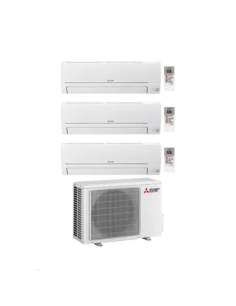 Mitsubishi Climatizzatore Trial Split Linea Smart MSZ-HR 9+9+12 con MXZ-3HA50VF con Inverter R-32 Wi-Fi Opt. Classe A++