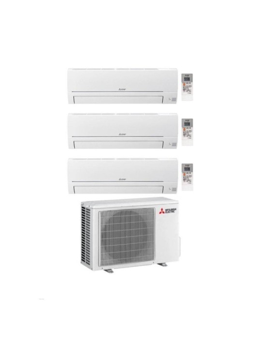Mitsubishi Climatizzatore Trial Split Linea Smart MSZ-HR 9+9+12 con MXZ-3HA50VF con Inverter R-32 Wi-Fi Opt. Classe A++
